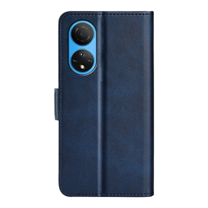 For Honor X7 Dual Clasp Textured PU Leather Phone Case Anti-drop Protective Cover with Stand Wallet