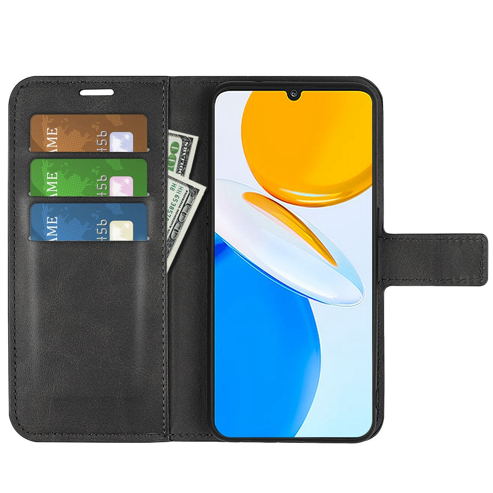 For Honor X7 Square Magnetic Clasp Textured PU Leather Cover Anti-drop Flip Stand Wallet Phone Case