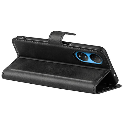 For Honor X7 Square Magnetic Clasp Textured PU Leather Cover Anti-drop Flip Stand Wallet Phone Case
