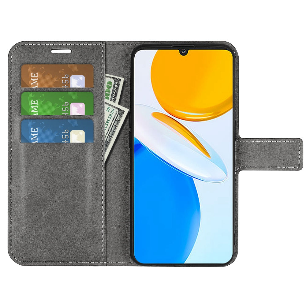For Honor X7 Square Magnetic Clasp Textured PU Leather Cover Anti-drop Flip Stand Wallet Phone Case