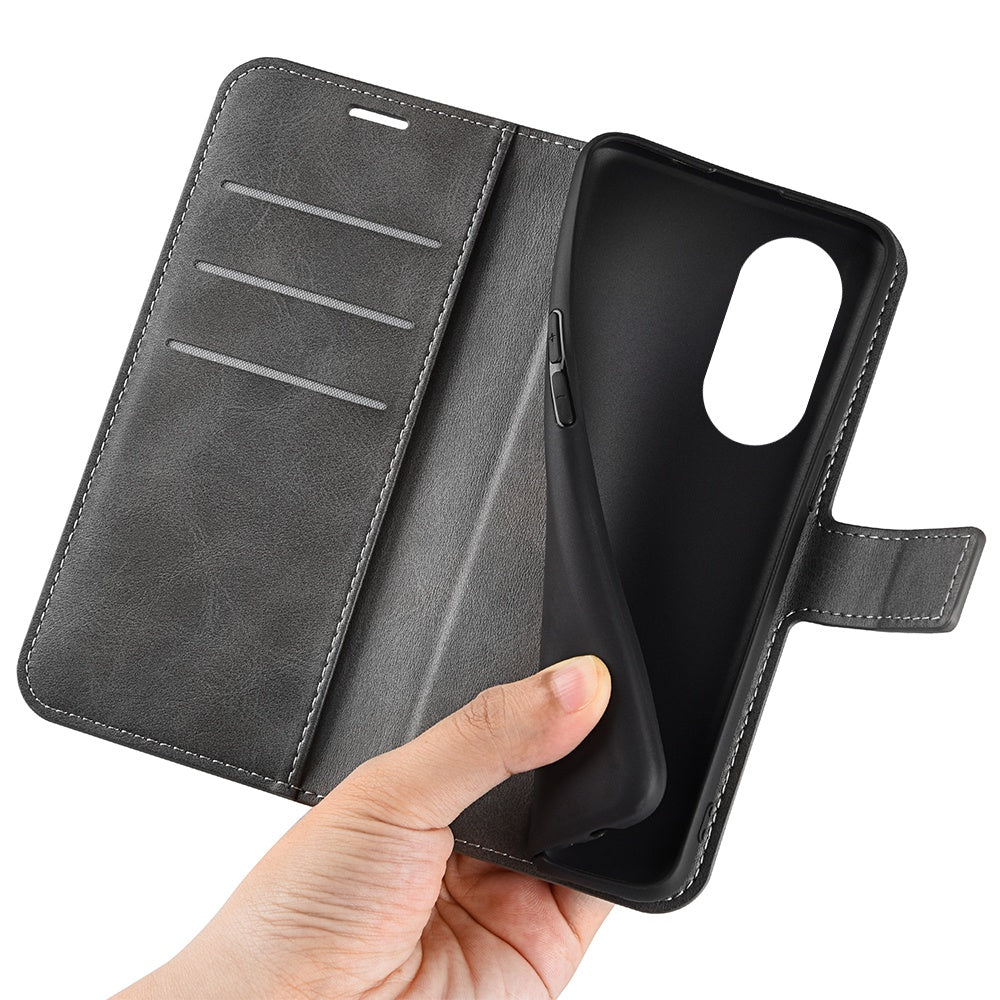 For Honor X7 Square Magnetic Clasp Textured PU Leather Cover Anti-drop Flip Stand Wallet Phone Case