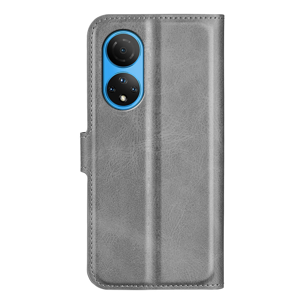 For Honor X7 Square Magnetic Clasp Textured PU Leather Cover Anti-drop Flip Stand Wallet Phone Case