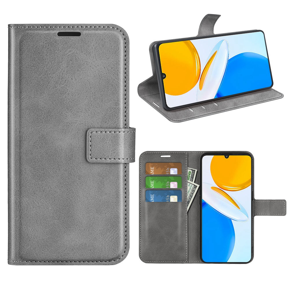 For Honor X7 Square Magnetic Clasp Textured PU Leather Cover Anti-drop Flip Stand Wallet Phone Case