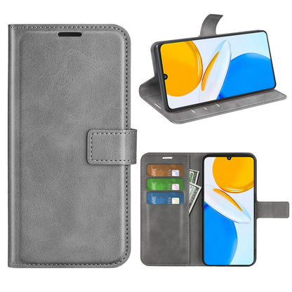 For Honor X7 Square Magnetic Clasp Textured PU Leather Cover Anti-drop Flip Stand Wallet Phone Case