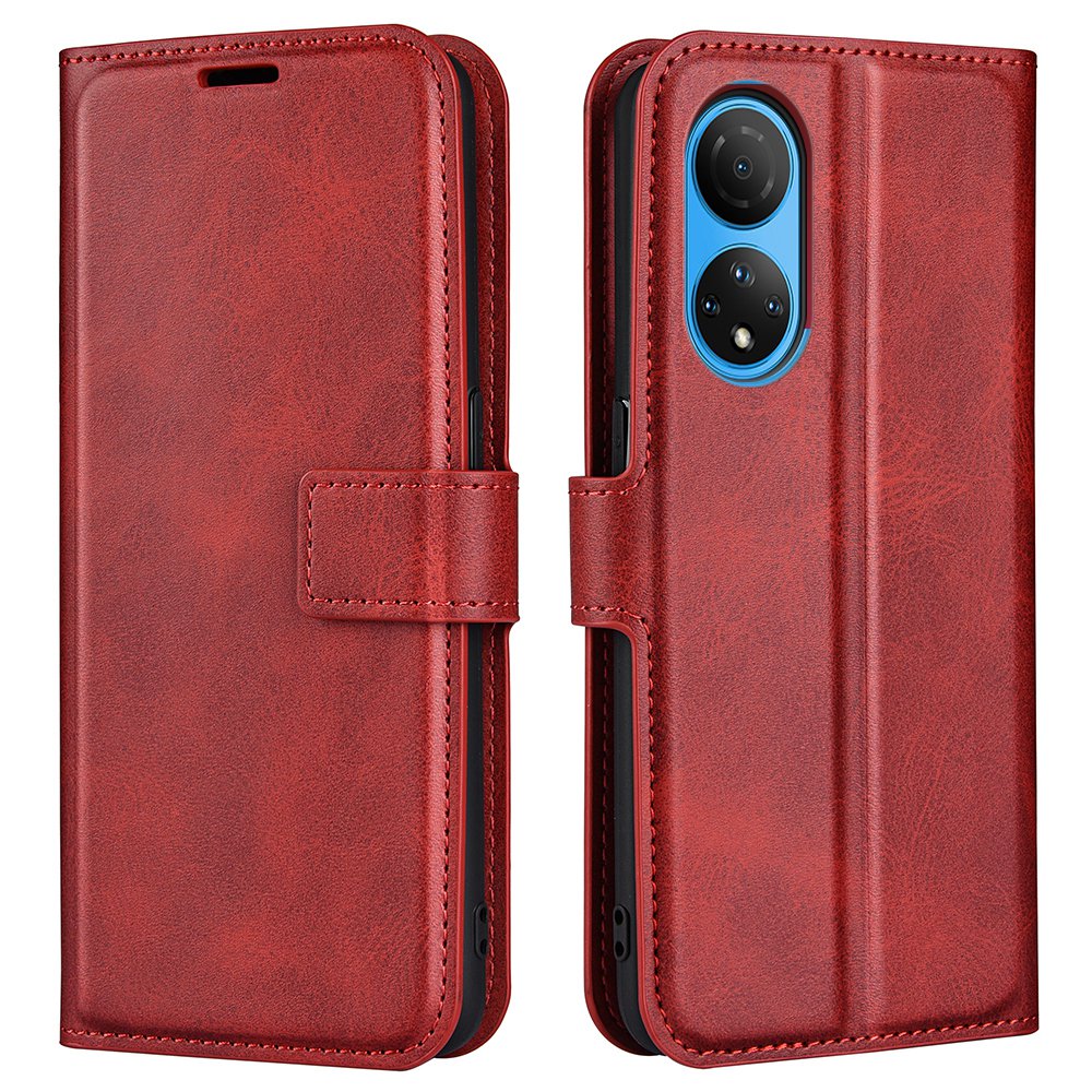 For Honor X7 Square Magnetic Clasp Textured PU Leather Cover Anti-drop Flip Stand Wallet Phone Case
