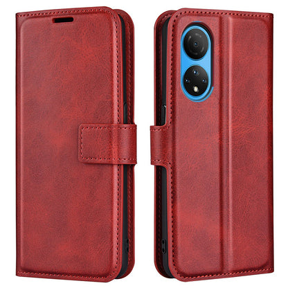 For Honor X7 Square Magnetic Clasp Textured PU Leather Cover Anti-drop Flip Stand Wallet Phone Case