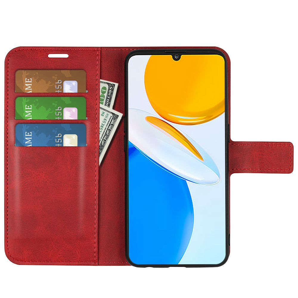 For Honor X7 Square Magnetic Clasp Textured PU Leather Cover Anti-drop Flip Stand Wallet Phone Case