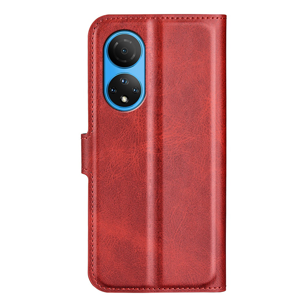 For Honor X7 Square Magnetic Clasp Textured PU Leather Cover Anti-drop Flip Stand Wallet Phone Case