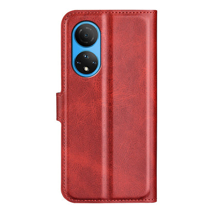 For Honor X7 Square Magnetic Clasp Textured PU Leather Cover Anti-drop Flip Stand Wallet Phone Case