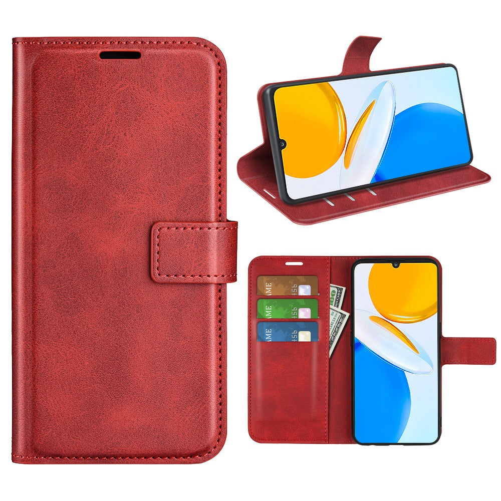 For Honor X7 Square Magnetic Clasp Textured PU Leather Cover Anti-drop Flip Stand Wallet Phone Case