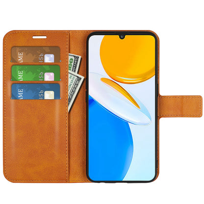 For Honor X7 Square Magnetic Clasp Textured PU Leather Cover Anti-drop Flip Stand Wallet Phone Case
