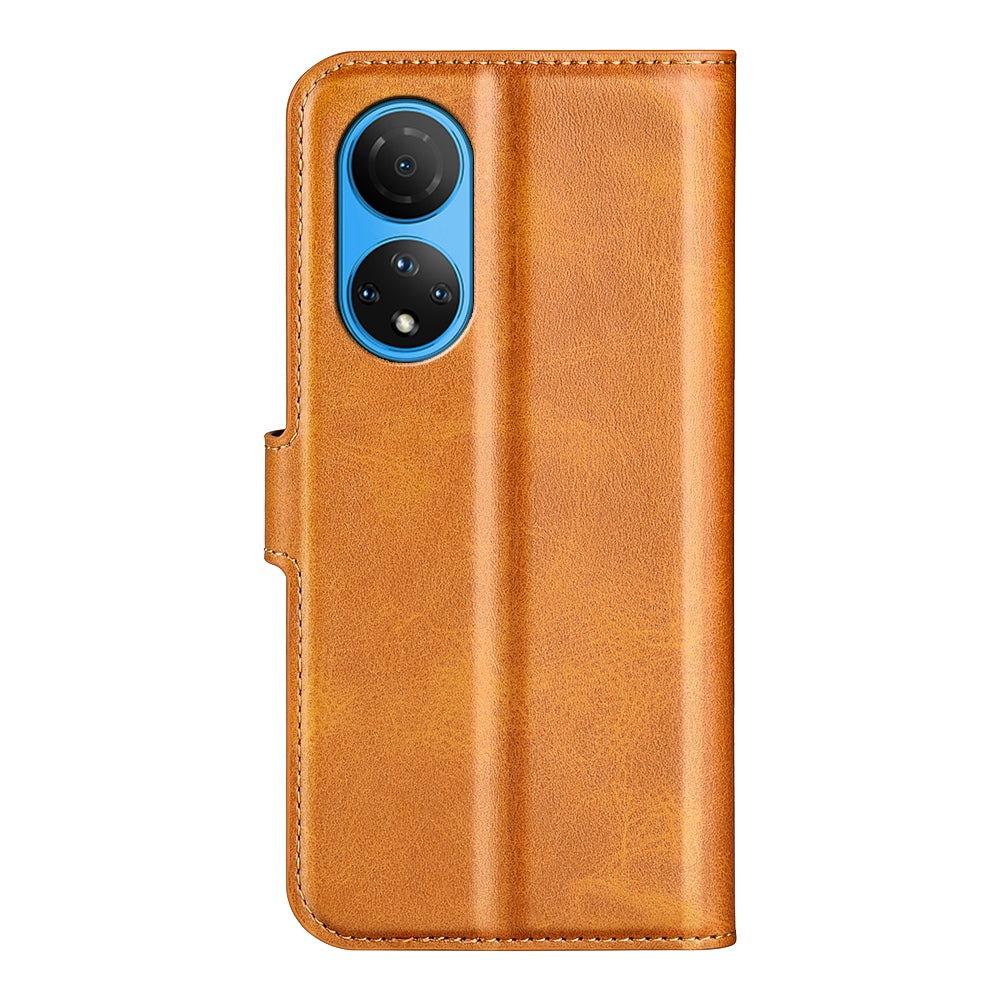 For Honor X7 Square Magnetic Clasp Textured PU Leather Cover Anti-drop Flip Stand Wallet Phone Case
