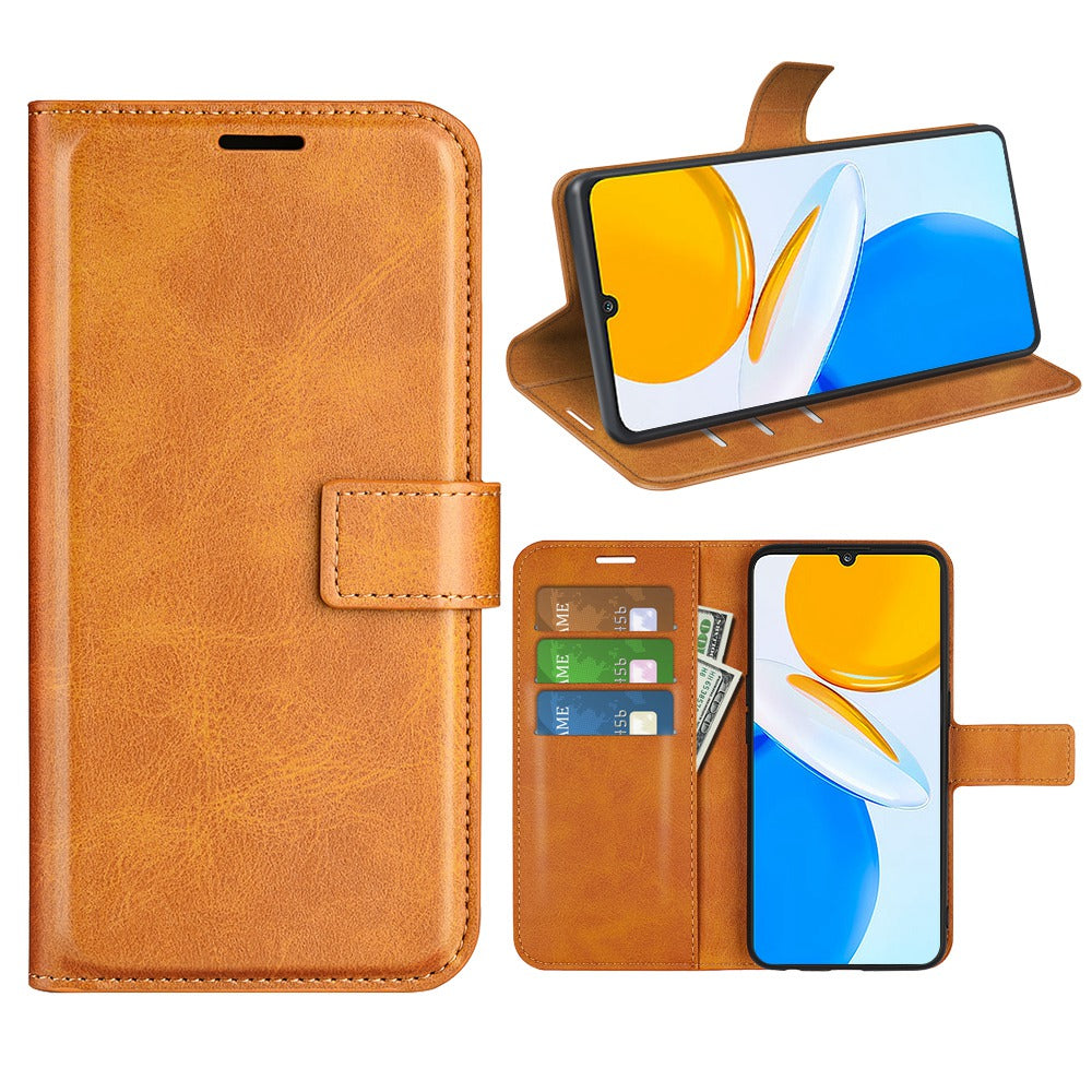 For Honor X7 Square Magnetic Clasp Textured PU Leather Cover Anti-drop Flip Stand Wallet Phone Case