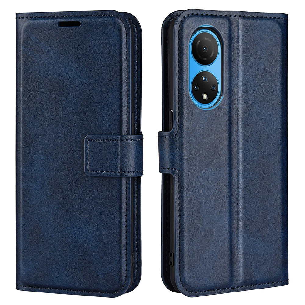 For Honor X7 Square Magnetic Clasp Textured PU Leather Cover Anti-drop Flip Stand Wallet Phone Case
