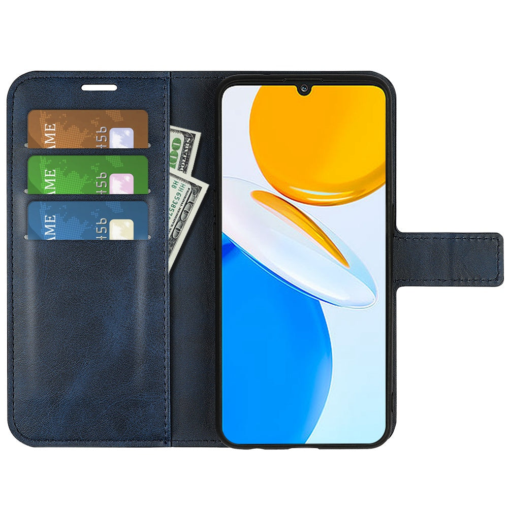 For Honor X7 Square Magnetic Clasp Textured PU Leather Cover Anti-drop Flip Stand Wallet Phone Case