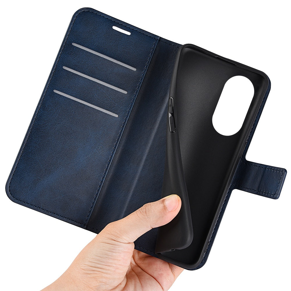 For Honor X7 Square Magnetic Clasp Textured PU Leather Cover Anti-drop Flip Stand Wallet Phone Case