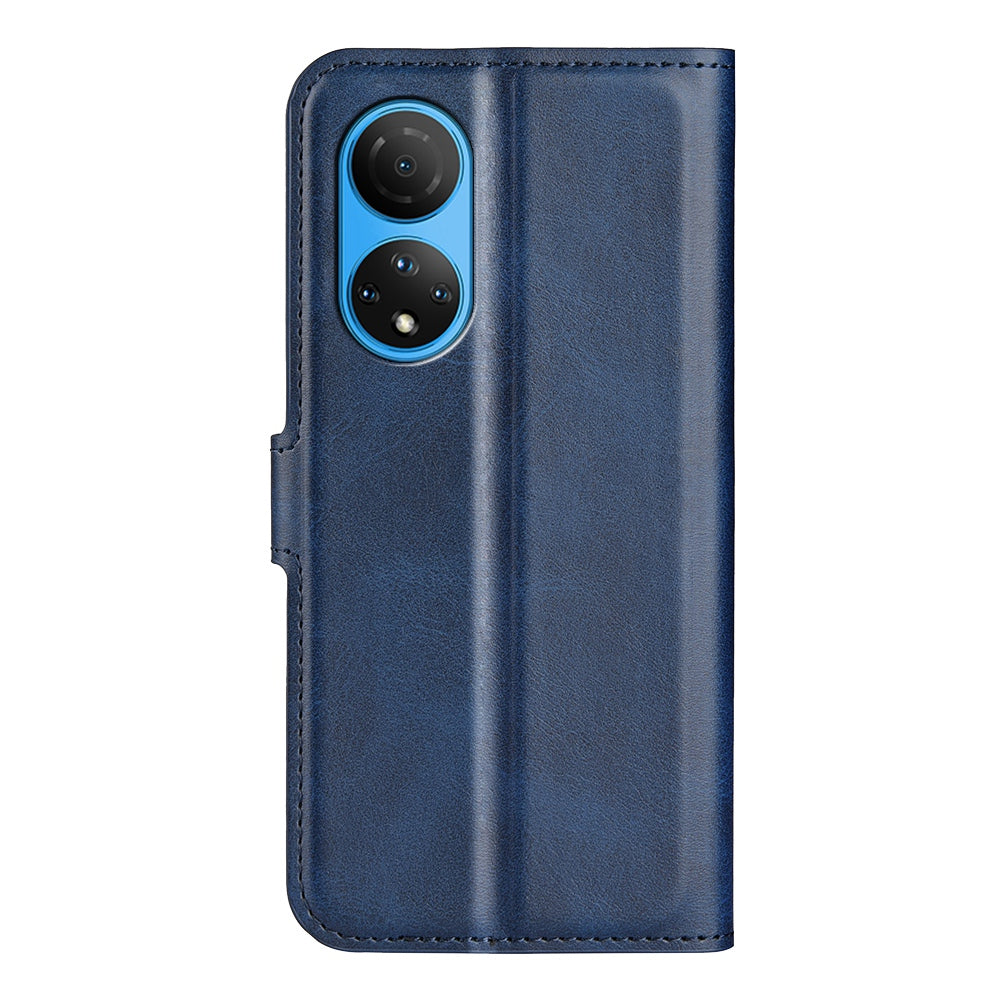 For Honor X7 Square Magnetic Clasp Textured PU Leather Cover Anti-drop Flip Stand Wallet Phone Case