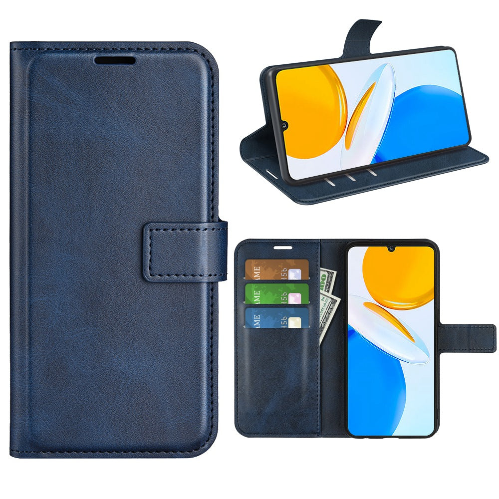 For Honor X7 Square Magnetic Clasp Textured PU Leather Cover Anti-drop Flip Stand Wallet Phone Case