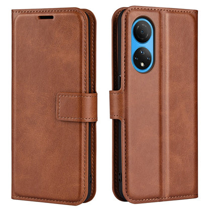 For Honor X7 Square Magnetic Clasp Textured PU Leather Cover Anti-drop Flip Stand Wallet Phone Case