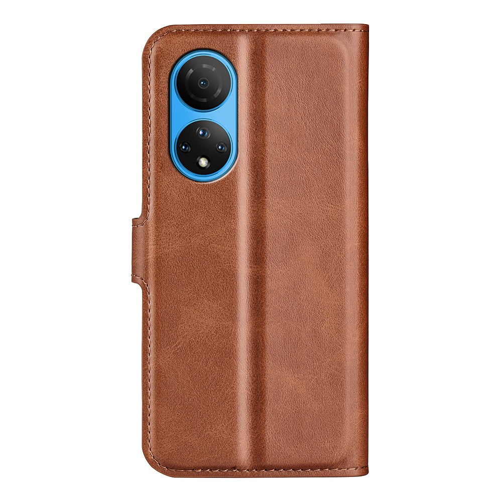 For Honor X7 Square Magnetic Clasp Textured PU Leather Cover Anti-drop Flip Stand Wallet Phone Case
