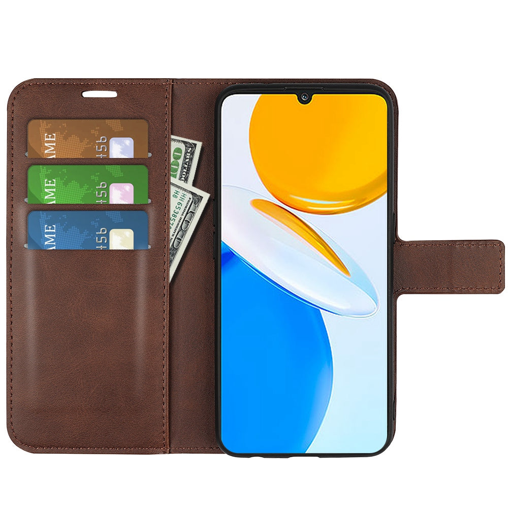 For Honor X7 Square Magnetic Clasp Textured PU Leather Cover Anti-drop Flip Stand Wallet Phone Case