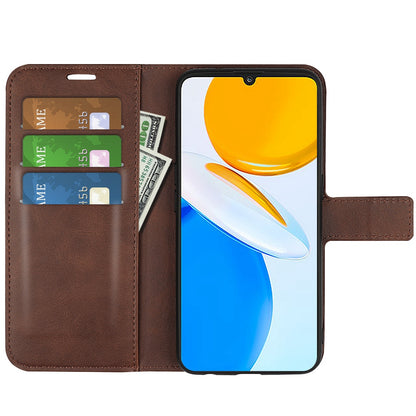 For Honor X7 Square Magnetic Clasp Textured PU Leather Cover Anti-drop Flip Stand Wallet Phone Case