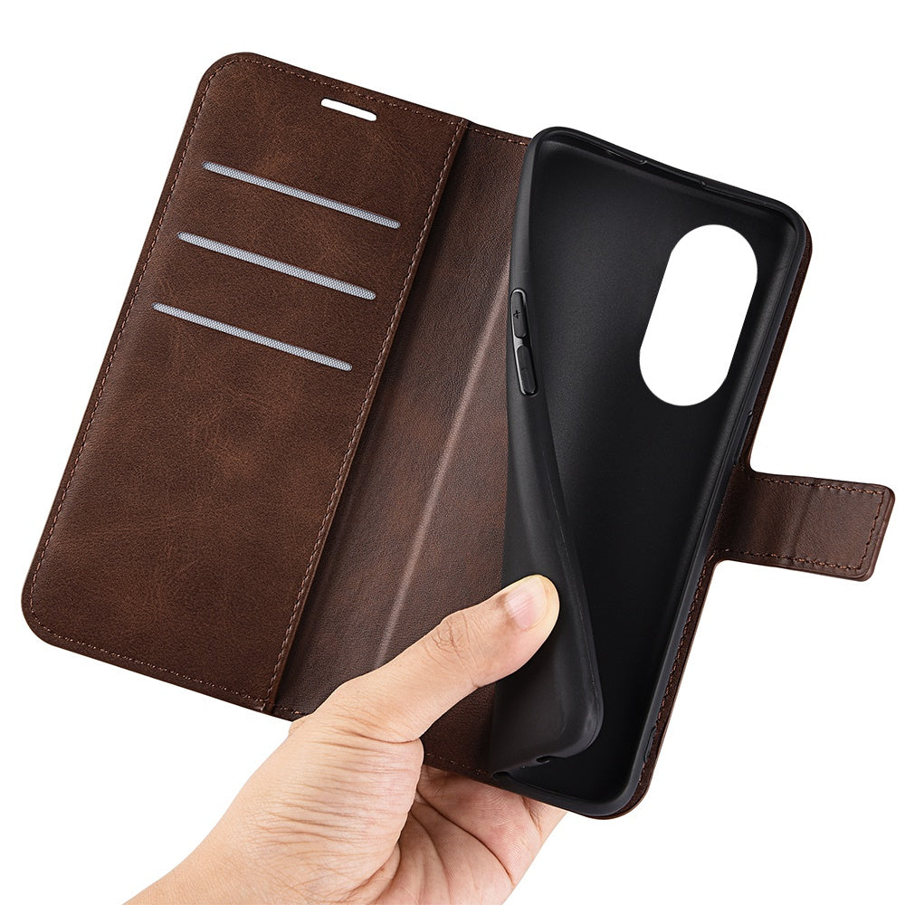 For Honor X7 Square Magnetic Clasp Textured PU Leather Cover Anti-drop Flip Stand Wallet Phone Case