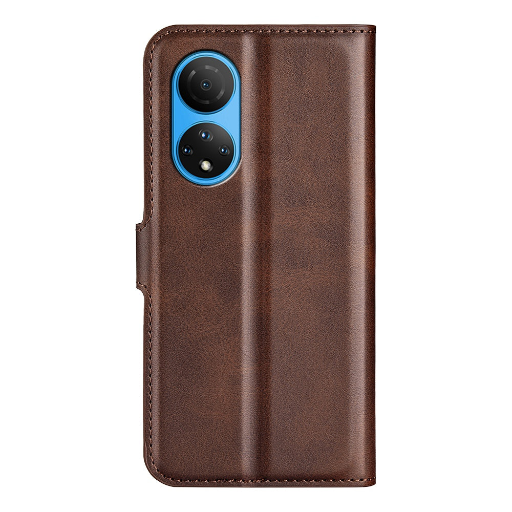 For Honor X7 Square Magnetic Clasp Textured PU Leather Cover Anti-drop Flip Stand Wallet Phone Case