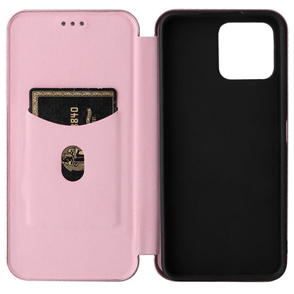 For Honor X8 Anti-fall PU Leather Carbon Fiber Texture Case Magnetic Auto-absorbed Adjustable Stand Cell Phone Shell