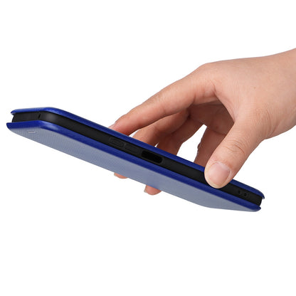 For Honor X8 Anti-fall PU Leather Carbon Fiber Texture Case Magnetic Auto-absorbed Adjustable Stand Cell Phone Shell
