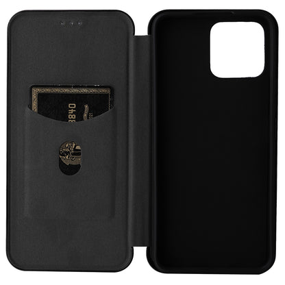 For Honor X8 Anti-fall PU Leather Carbon Fiber Texture Case Magnetic Auto-absorbed Adjustable Stand Cell Phone Shell