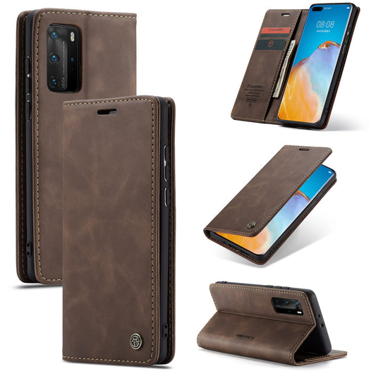 CASEME 013 Series for Huawei P40 Pro Foldable Stand PU Leather Cover Wallet Phone Case