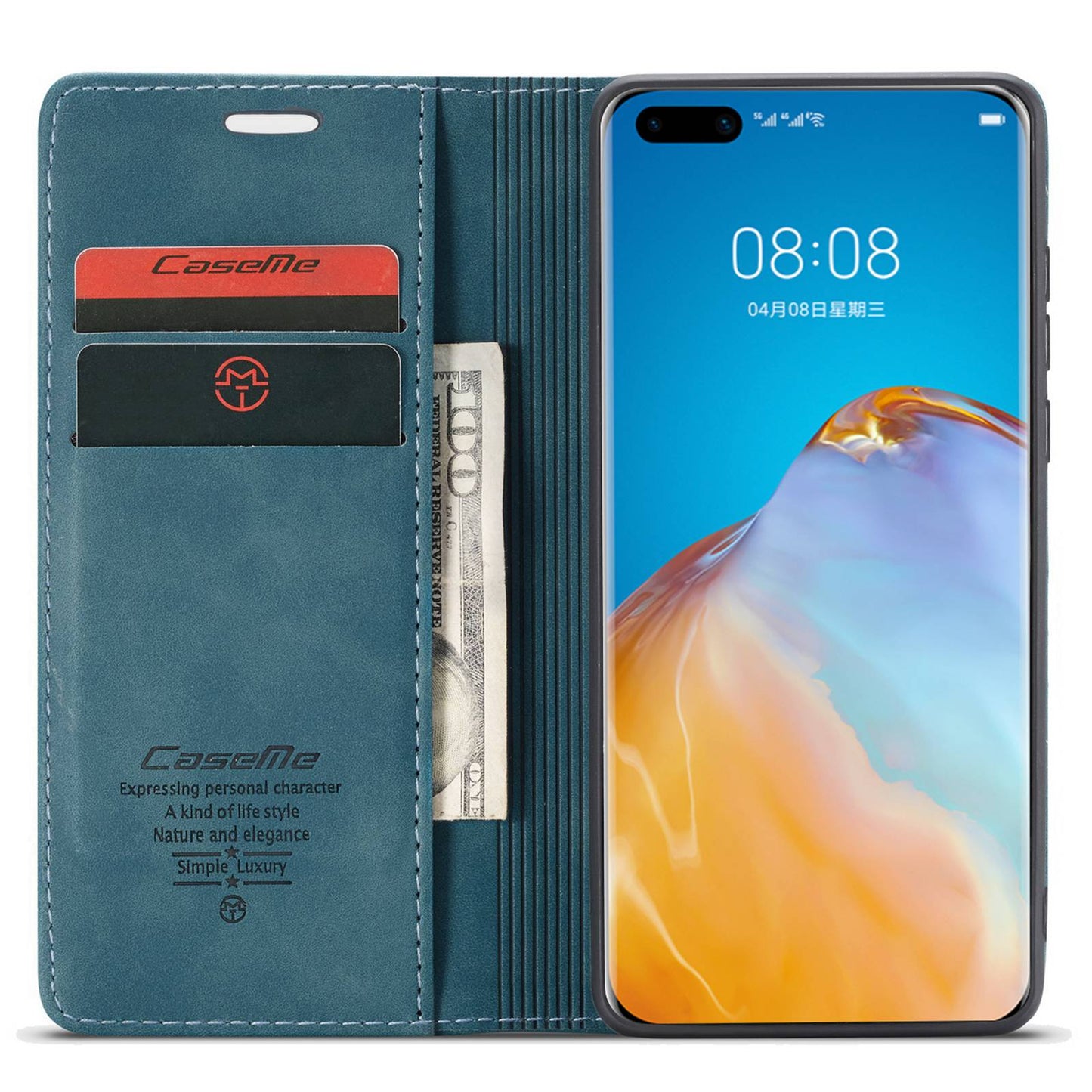 CASEME 013 Series for Huawei P40 Pro Foldable Stand PU Leather Cover Wallet Phone Case