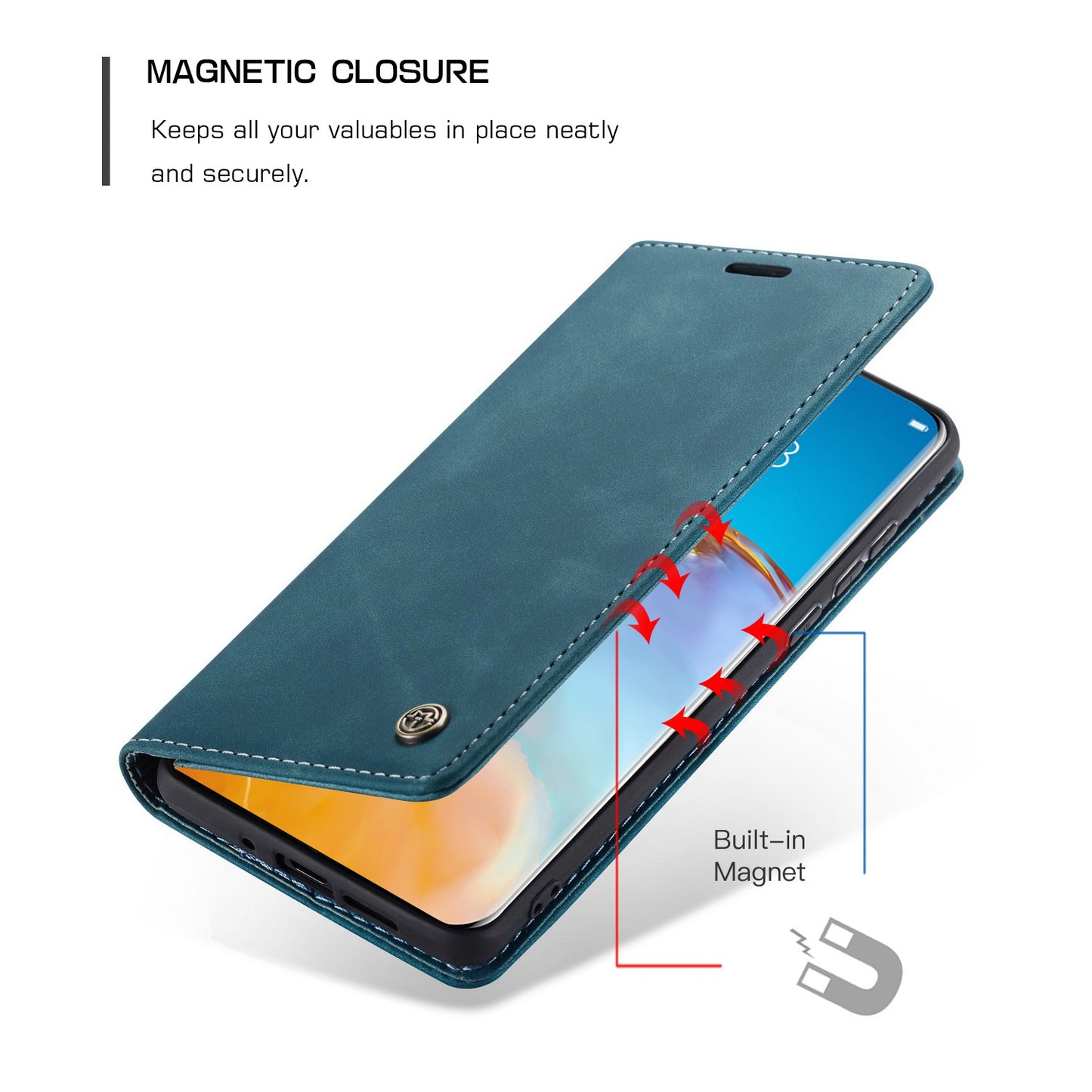 CASEME 013 Series for Huawei P40 Pro Foldable Stand PU Leather Cover Wallet Phone Case