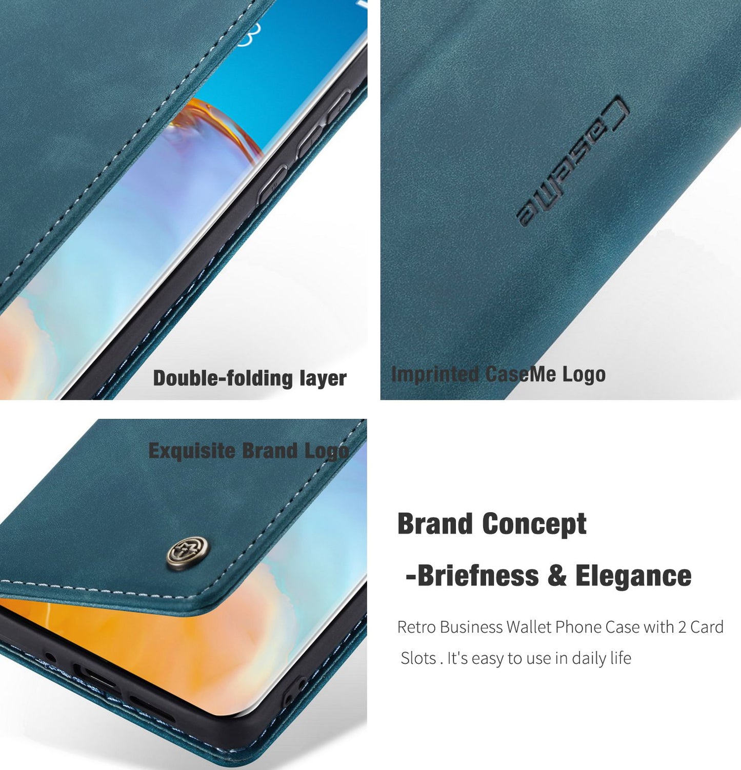 CASEME 013 Series for Huawei P40 Pro Foldable Stand PU Leather Cover Wallet Phone Case