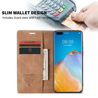 CASEME 013 Series for Huawei P40 Pro Foldable Stand PU Leather Cover Wallet Phone Case
