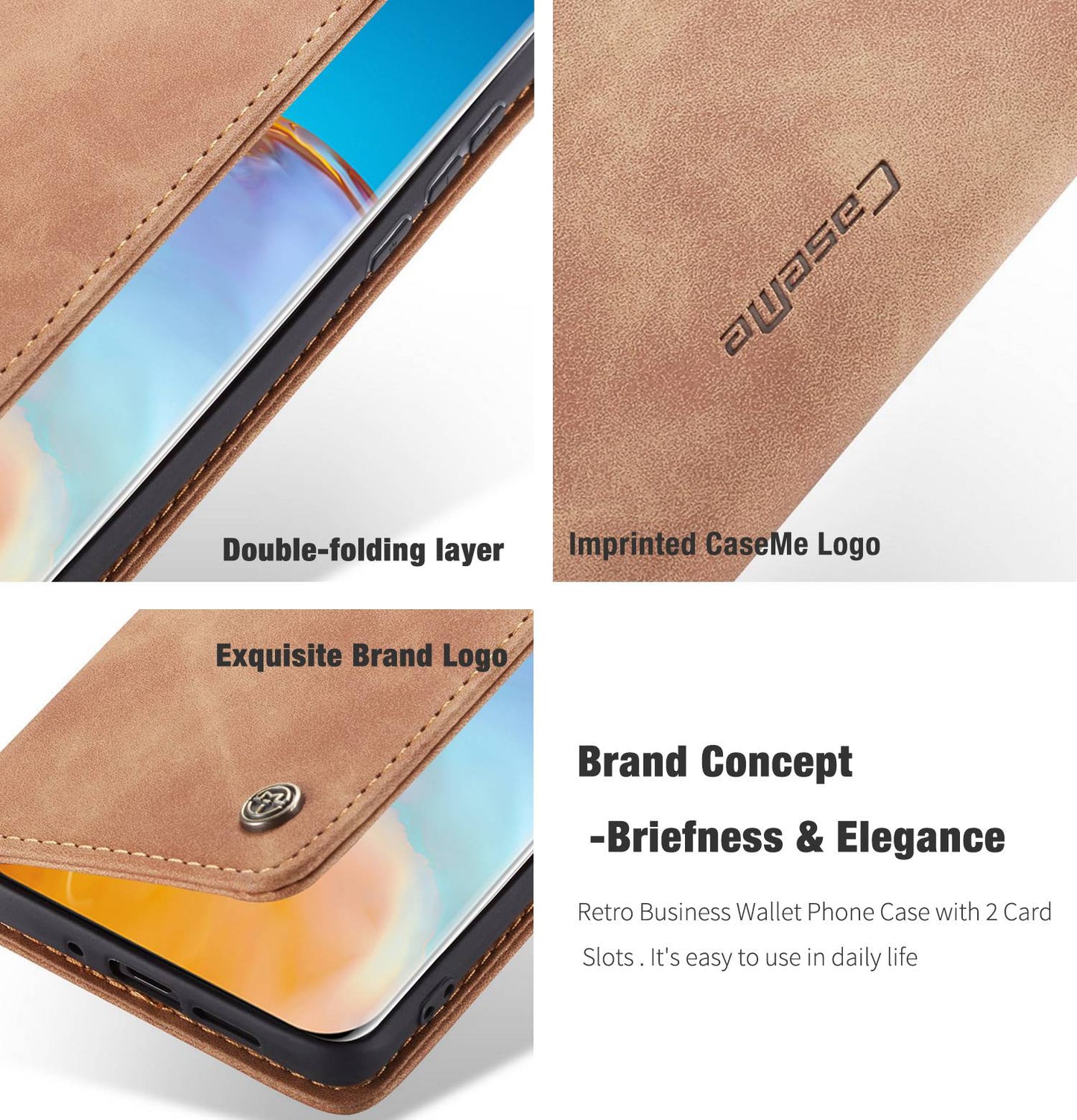 CASEME 013 Series for Huawei P40 Pro Foldable Stand PU Leather Cover Wallet Phone Case