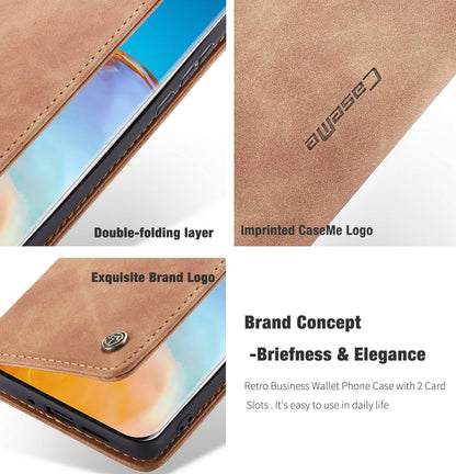 CASEME 013 Series for Huawei P40 Pro Foldable Stand PU Leather Cover Wallet Phone Case