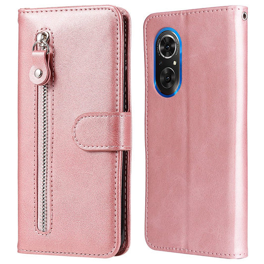 For Honor 50 SE/Huawei nova 9 SE PU Leather Zipper Pocket Wallet Phone Case Magnetic Closure Stand Carrying Pouch Cover