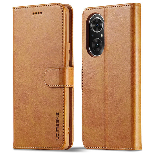 LC.IMEEKE For Honor 50 SE Textured PU Leather Wallet Case Adjustable Stand Folio Flip Phone Cover