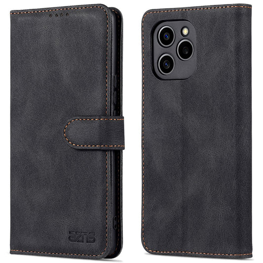 AZNS PU Leather Stand Cover for Honor 60 SE, Wallet Magnetic Clasp Phone Case