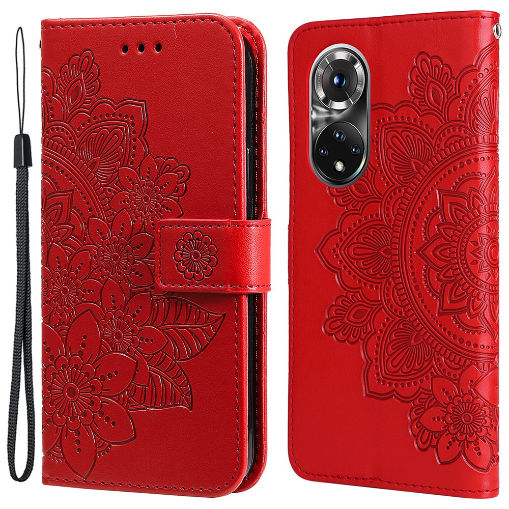 For Huawei nova 9 Pro/Honor 50 Pro Wallet Style Full Coverage Case Flower Imprinting Magnetic Closing Leather Phone Shell with Stand