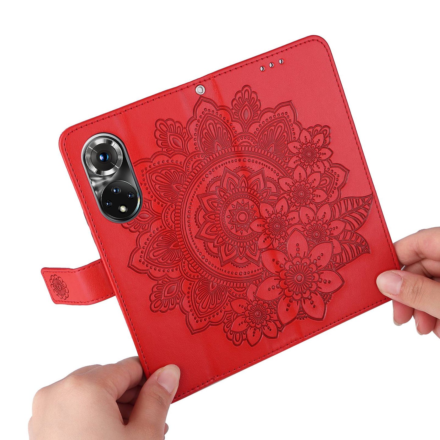 For Huawei nova 9 Pro/Honor 50 Pro Wallet Style Full Coverage Case Flower Imprinting Magnetic Closing Leather Phone Shell with Stand