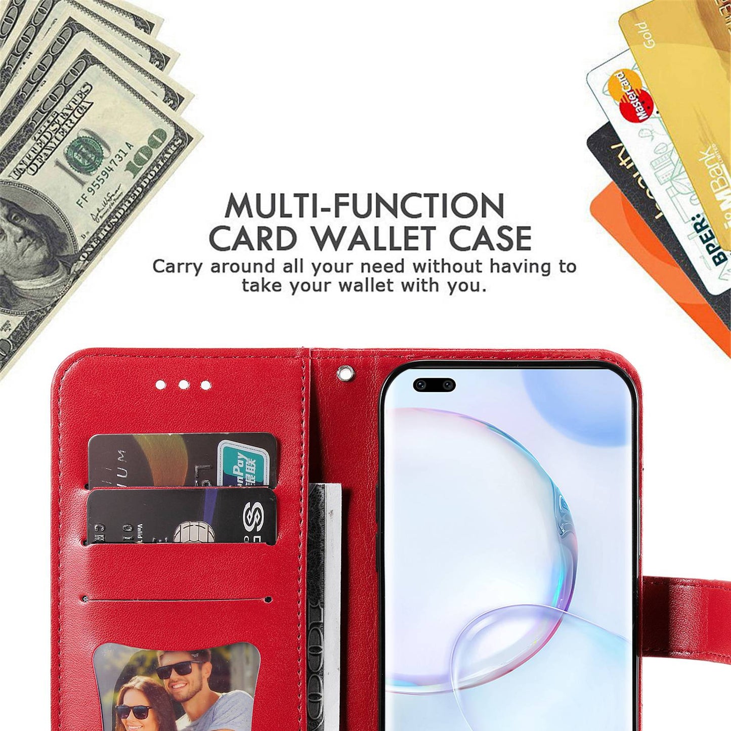 For Huawei nova 9 Pro/Honor 50 Pro Wallet Style Full Coverage Case Flower Imprinting Magnetic Closing Leather Phone Shell with Stand