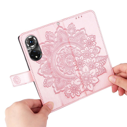For Huawei nova 9 Pro/Honor 50 Pro Wallet Style Full Coverage Case Flower Imprinting Magnetic Closing Leather Phone Shell with Stand