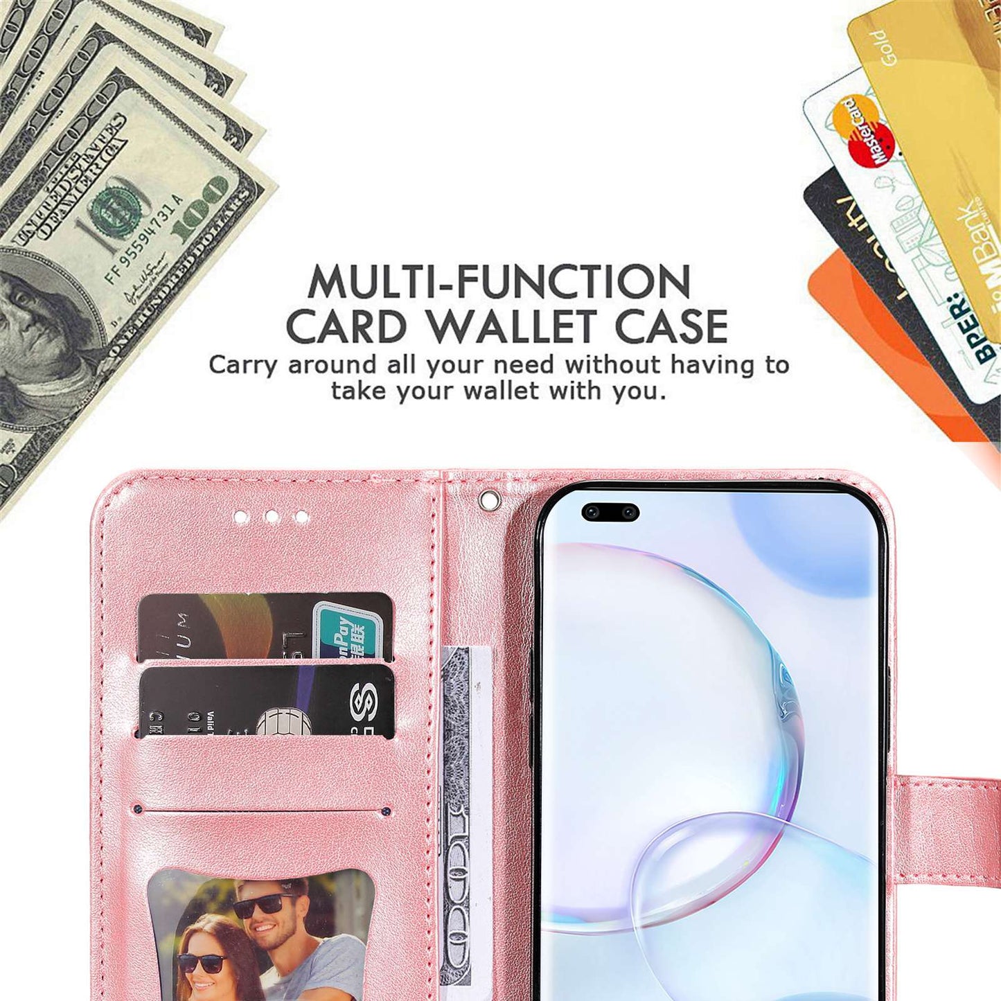 For Huawei nova 9 Pro/Honor 50 Pro Wallet Style Full Coverage Case Flower Imprinting Magnetic Closing Leather Phone Shell with Stand