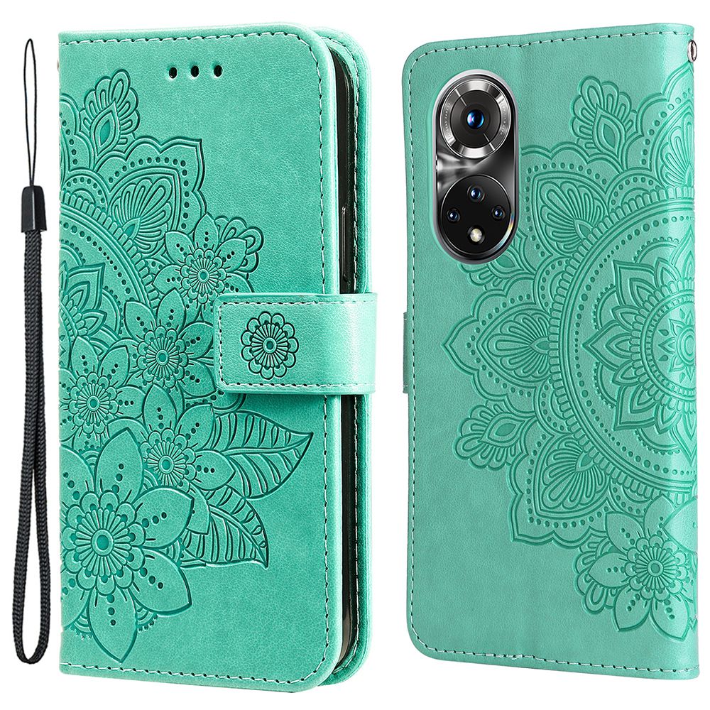 For Huawei nova 9 Pro/Honor 50 Pro Wallet Style Full Coverage Case Flower Imprinting Magnetic Closing Leather Phone Shell with Stand