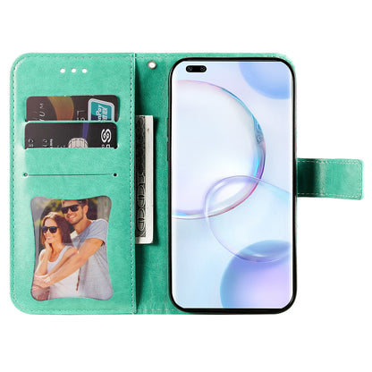 For Huawei nova 9 Pro/Honor 50 Pro Wallet Style Full Coverage Case Flower Imprinting Magnetic Closing Leather Phone Shell with Stand