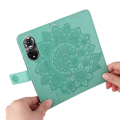 For Huawei nova 9 Pro/Honor 50 Pro Wallet Style Full Coverage Case Flower Imprinting Magnetic Closing Leather Phone Shell with Stand