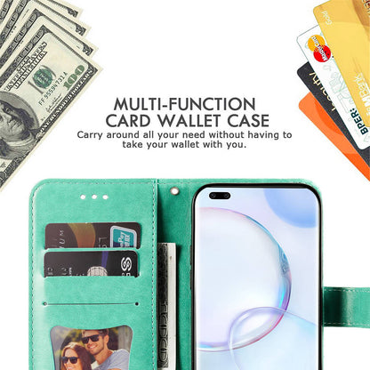 For Huawei nova 9 Pro/Honor 50 Pro Wallet Style Full Coverage Case Flower Imprinting Magnetic Closing Leather Phone Shell with Stand